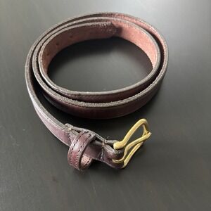 Vintage‎ Boston Leather Belt Deep Burgundy Brown USA Made SZ 46 (51" Length)